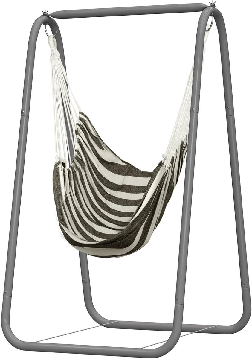 Hangstoel Standaard - Schommel Frame - Ontspannen Buiten - A-vormige Constructie - 145 cm Hoog - Zwart