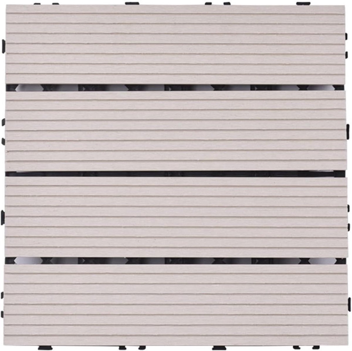 Terrastegels Houtcomposiet - Opklikbare Vloertegels - Buitenruimte Vernieuwen - Waterdicht & Duurzaam - 12 Stuks - Wit