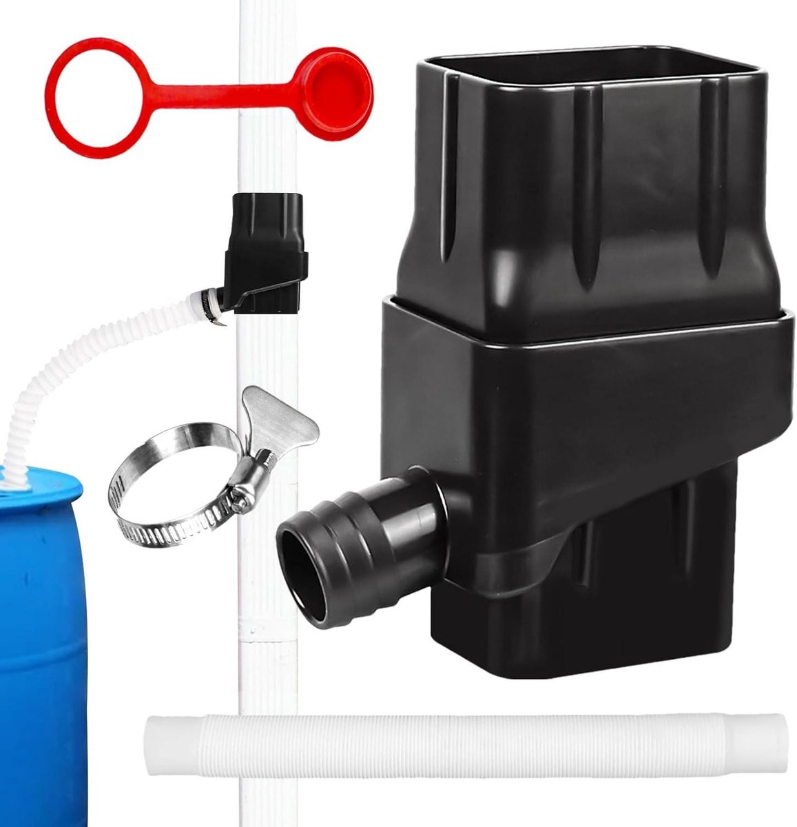 Regenpijp Omvormer - Wateropvang Set - Regenwater Verzamelen - Verhoogde Capaciteit - Standaard Maten - Zwart