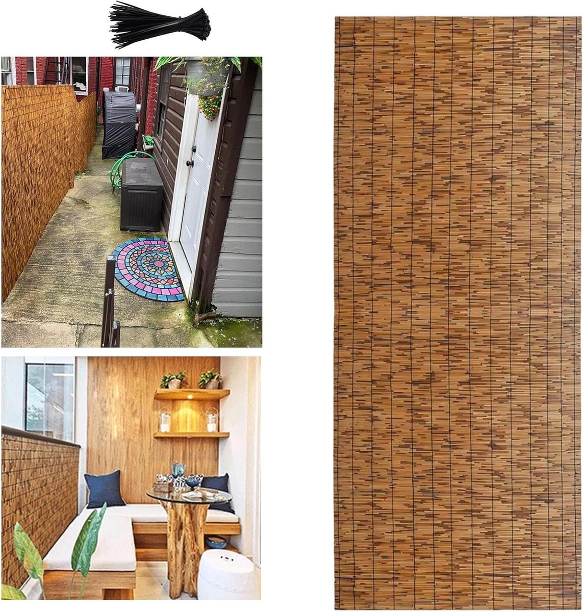 Bamboe Scherm - Tuinafscheiding Privacy - Buitenruimte Aankleden - Natuurlijk Materiaal - 110 x 700 cm - Bruin