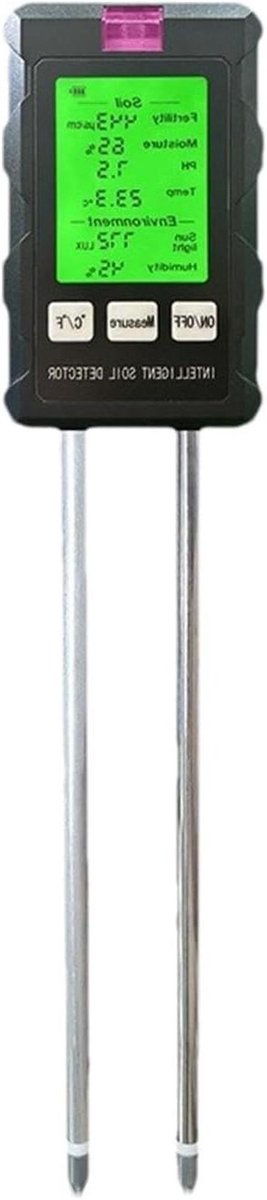 Bodemtester 6-in-1 - Vochtmeter Planten - Planten Verzorgen - Snelle Nauwkeurige Meting - 180 mm Sonde - Zwart