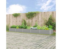 Plantenbak Buiten - Stalen Bloembak - Terras Aankleden - Industriële Stijl - 480 x 100 cm - Lichtgrijs