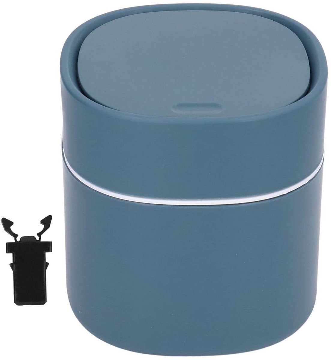 Mini Prullenbak - Afvalbakje Deksel - Werkblad Opruimen - One-Touch Opening - 15 x 14 x 14 cm - Blauw