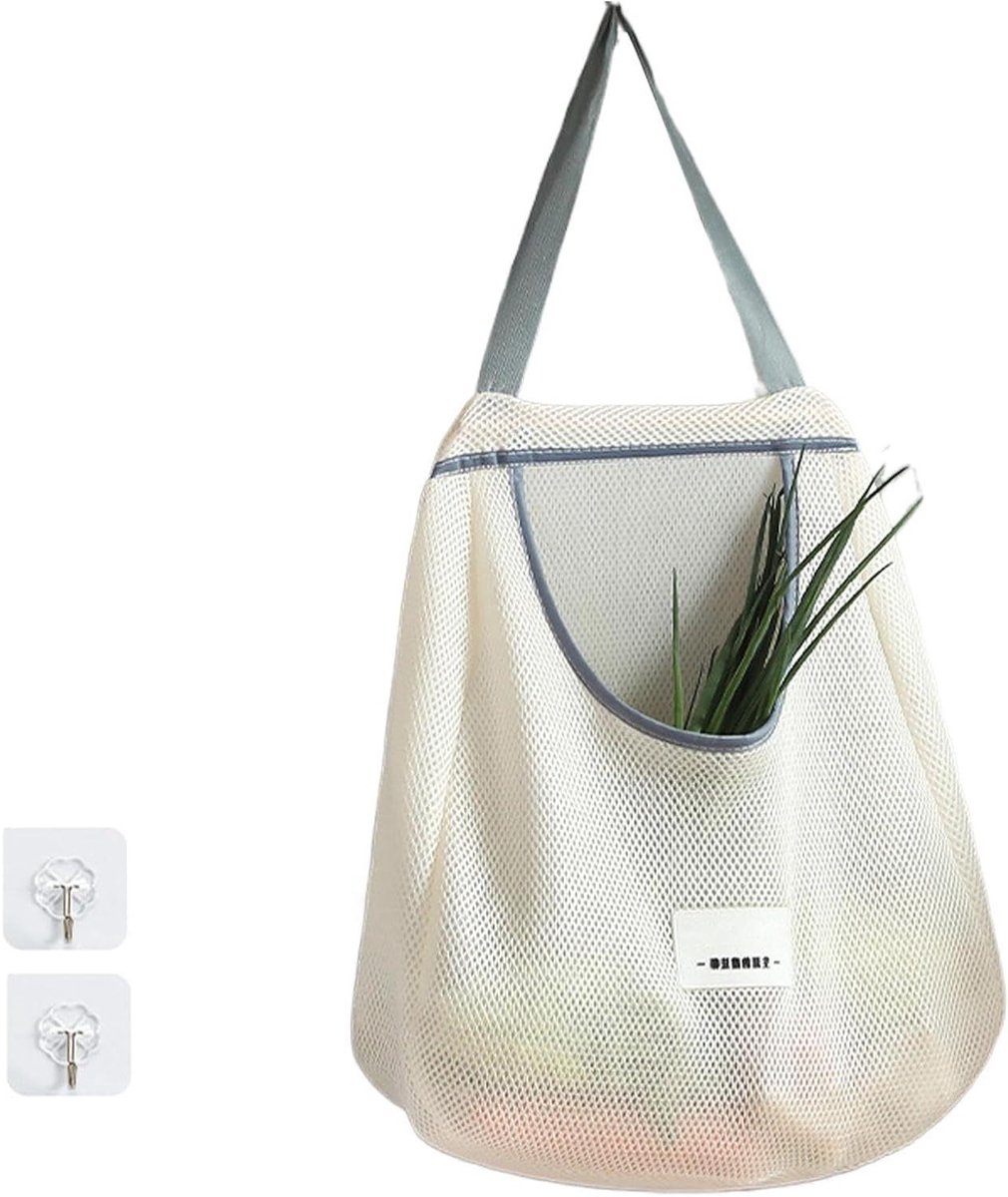 Productenzakken - Opbergzakken - Keuken organiseren - Ademend mesh ontwerp - 45x10x40cm - Grijs