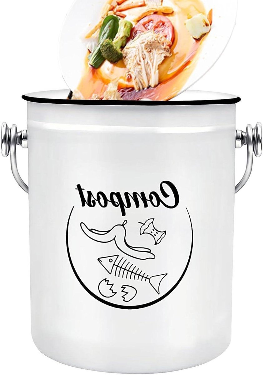 Keuken Compostbak - Afval Emmer - Keuken Organiseren - Geurbestendig Ontwerp - 5 Liter - Boerderijstijl
