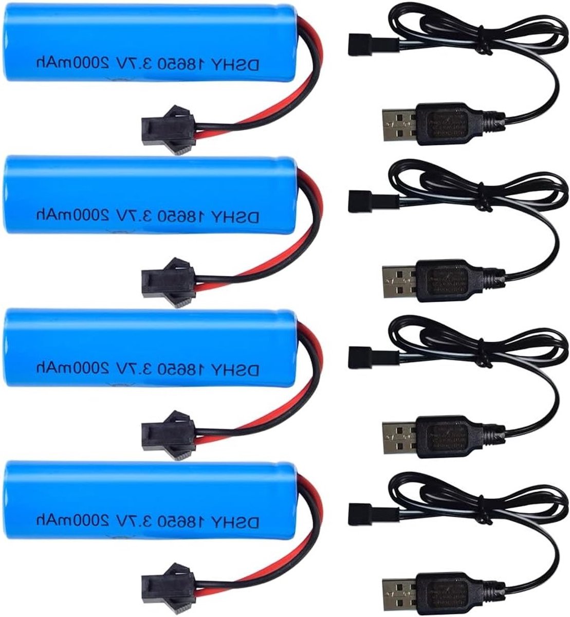 Oplaadbare 3.7V Li-ion Batterijen - 4 Pack 1800 mAh voor RC Voertuigen, Botens, Tanks en Robots