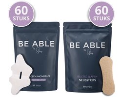 Be Able Neusstrips & Collageen Mondtape Slaapbundel – 60+60 Stuks – Anti Snurk Slaapstrips – Neusspreider – Mouth Tape & Nose Strips Set – Mond tape en neus strips voor de Gevoelige Huid en Droge Lippen – Beter slapen
