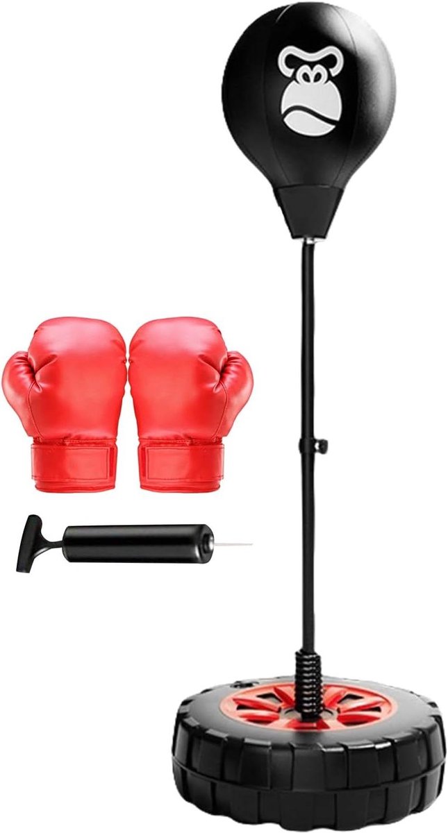 Boksbal met Standaard - Staande Bokszak Reflex Bal - Fitness Training - Verstelbare Hoogte - 70-120 cm - Zwart