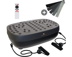 MusclePro PowerPlate - Trilplaat fitness - Inclusief weerstandsbanden en handvatten - Vibration Plate - 6 trainingsprogramma's - 99 snelheidsniveaus - zwart