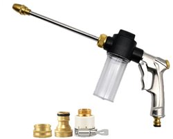 Waterpistool-drukspuit-Professionele Hogedruk Tuinspuit met Schuimpistool - Universele Waterspuit voor Tuinslang - Verstelbaar Spuitpistool voor Autowassen, Terrasreiniging en Tuinbesproeiing - Metalen Ontwerp