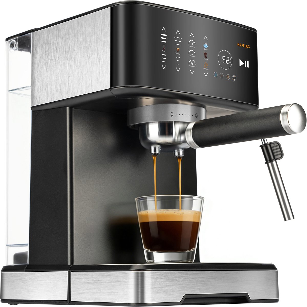Vankel Halfautomatische Espressomachine -20 Bar professionele hoge druk extractie -1400W pistonmachine -1,7L waterreservoir-6 kopgrootte-en temperatuurstanden-touchscreen kleurendisplay - RVS stoompijpje -compatibel met Nespresso & Dolce Gusto-zwart