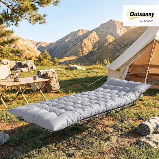 Campingmat - Slaapmat - Kamperen - 8 cm dik - 200 x 80 cm - Lichtgrijs — afbeelding 4
