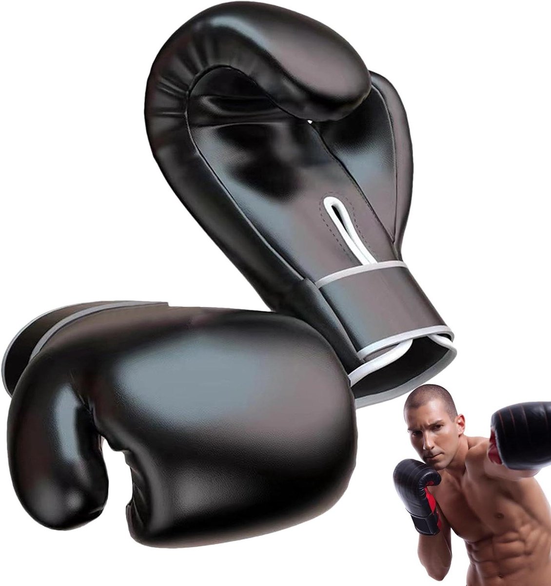 Bokstrainingshandschoenen - Kickbokshandschoenen Oefenuitrusting - Intensieve Training - Veilige Polsbescherming - 10 oz - Zwart