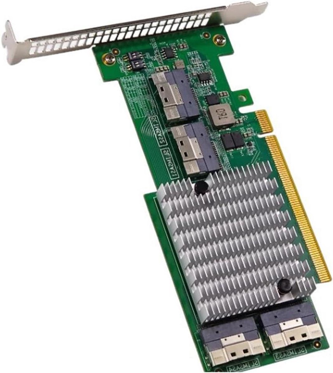 PCIE Uitbreidingskaart - Adapter Module - Opslag Uitbreiden - PLX8749 Chip - 8 Apparaten - Groen