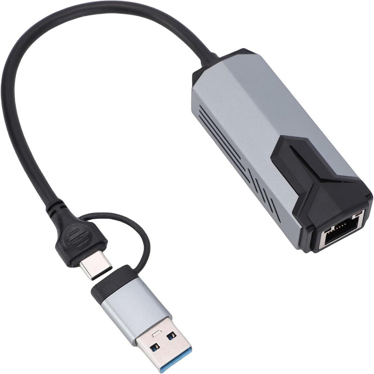 Netwerk Adapter - Ethernet Converter - Snelle Internetverbinding - 5 Gbps Hoge Snelheid - USB C en USB A - Zilver