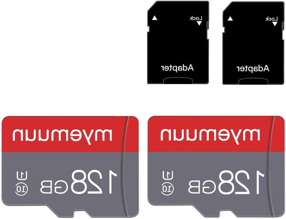 Geheugenkaart Set - Micro SD Kaarten - Opslag Uitbreiden - Inclusief Adapters - 2x 128 GB - Rood