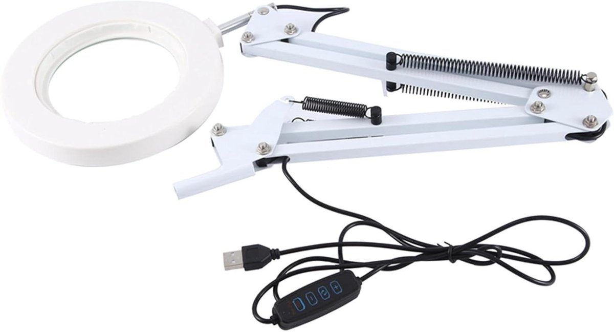 Vergrootlamp Met Arm - Vergrootglas Lamp - Precisiewerk Verlichten - Verstelbare Arm - 10x Vergroting - Wit