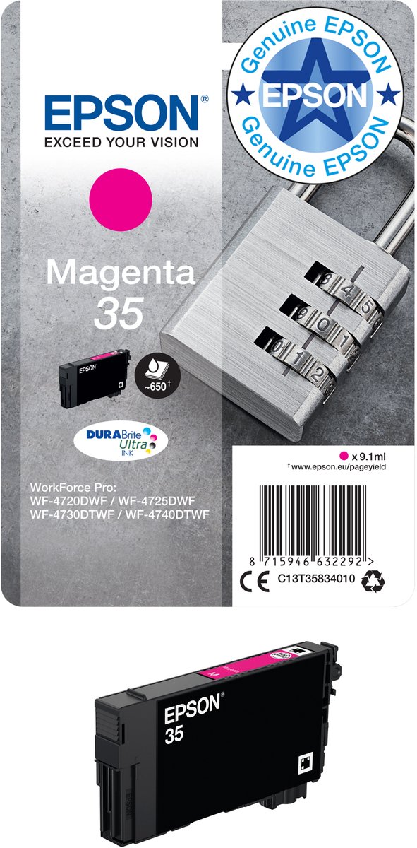 Epson Padlock 35 DURABrite Ultra magenta enkelverpakking inkt