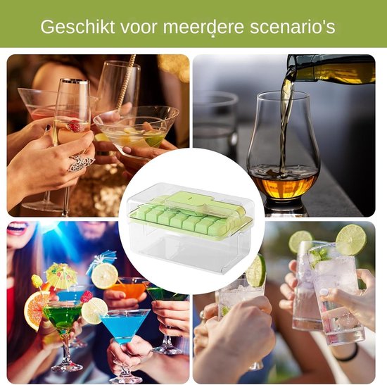 IJsmaker met Opslag - IJsblokjes Vorm - Dranken Koelen - Dubbele Laag Functionaliteit - 21.6x13.2x10.9cm - Groen — afbeelding 4