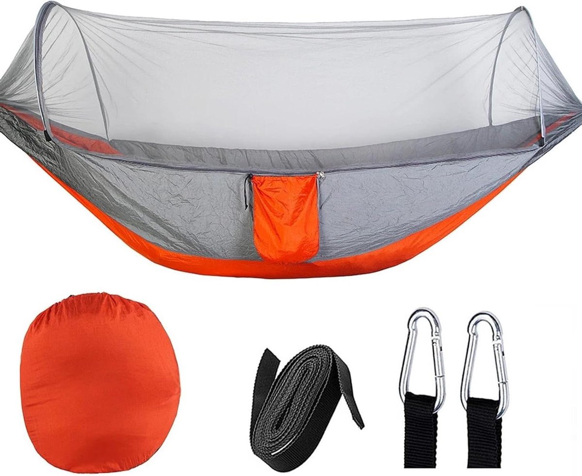 Kampeer Hangmat - Buiten Schommel - Ontspannen in Natuur - Boomvriendelijke Bevestiging - 260x140cm - Oranje