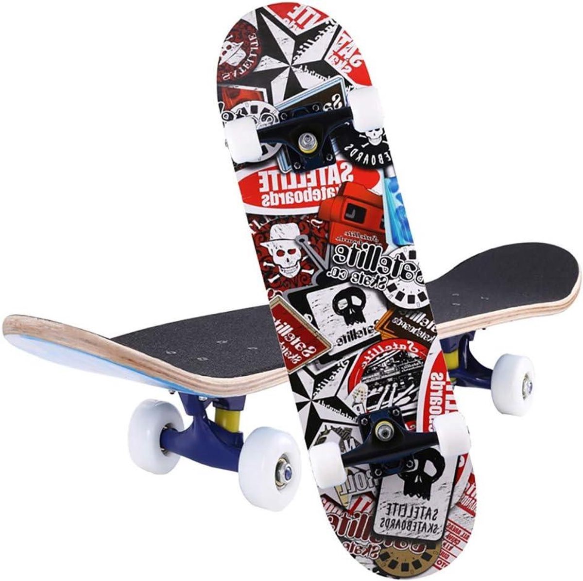 Vierwielig Skateboard Jeugd Skateboard Sport & Recreatie Dubbele Warp Ontwerp 80 cm Veelkleurig