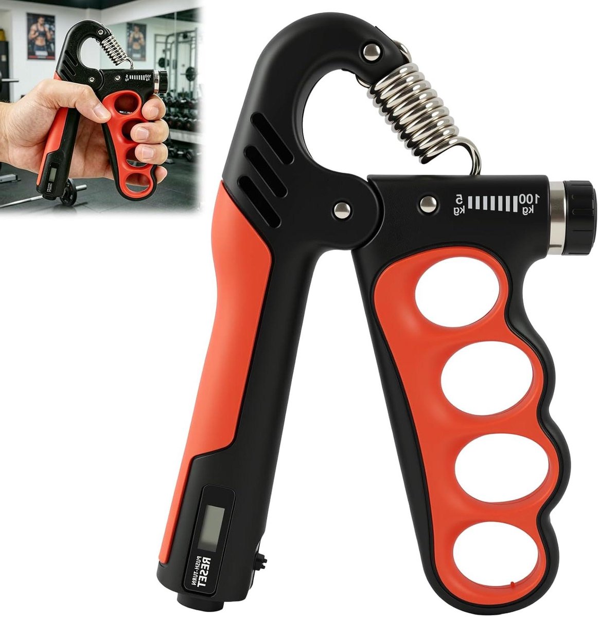 Handgreep Krachttraining - Oefenapparaat Hand - Onderarm Versterken - Instelbare Weerstand - 5-100 kg - Zwart Rood