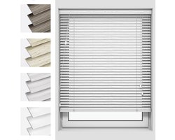 Houten Jaloezieën - Raambekleding - Lichtregeling Thuis - Vochtbestendig PVC - 100 x 130 cm - Multi Wit