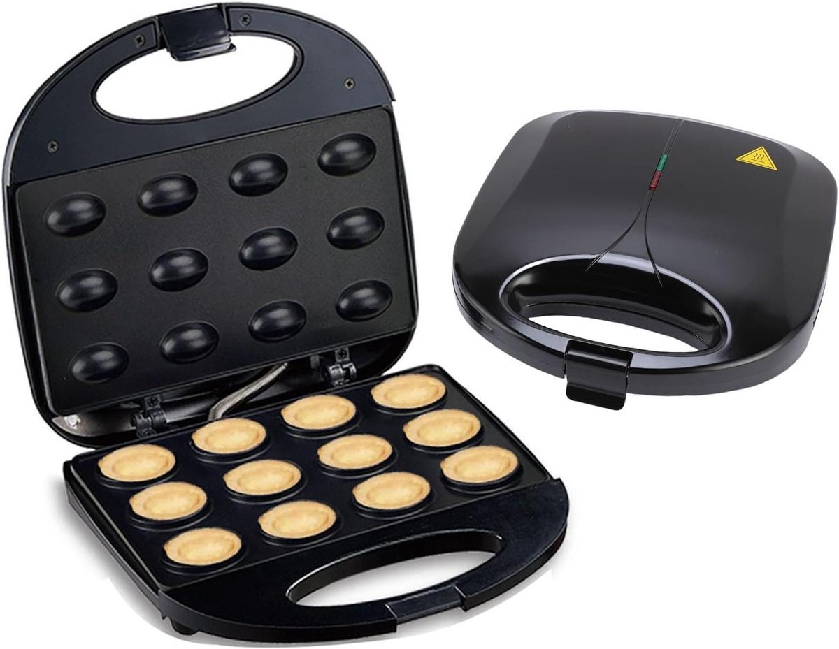 Walnoot Cake Maker - Mini Koekjes - Thuis Bakken - Dubbelzijdig Verwarmen - 12 Gaten - Zwart