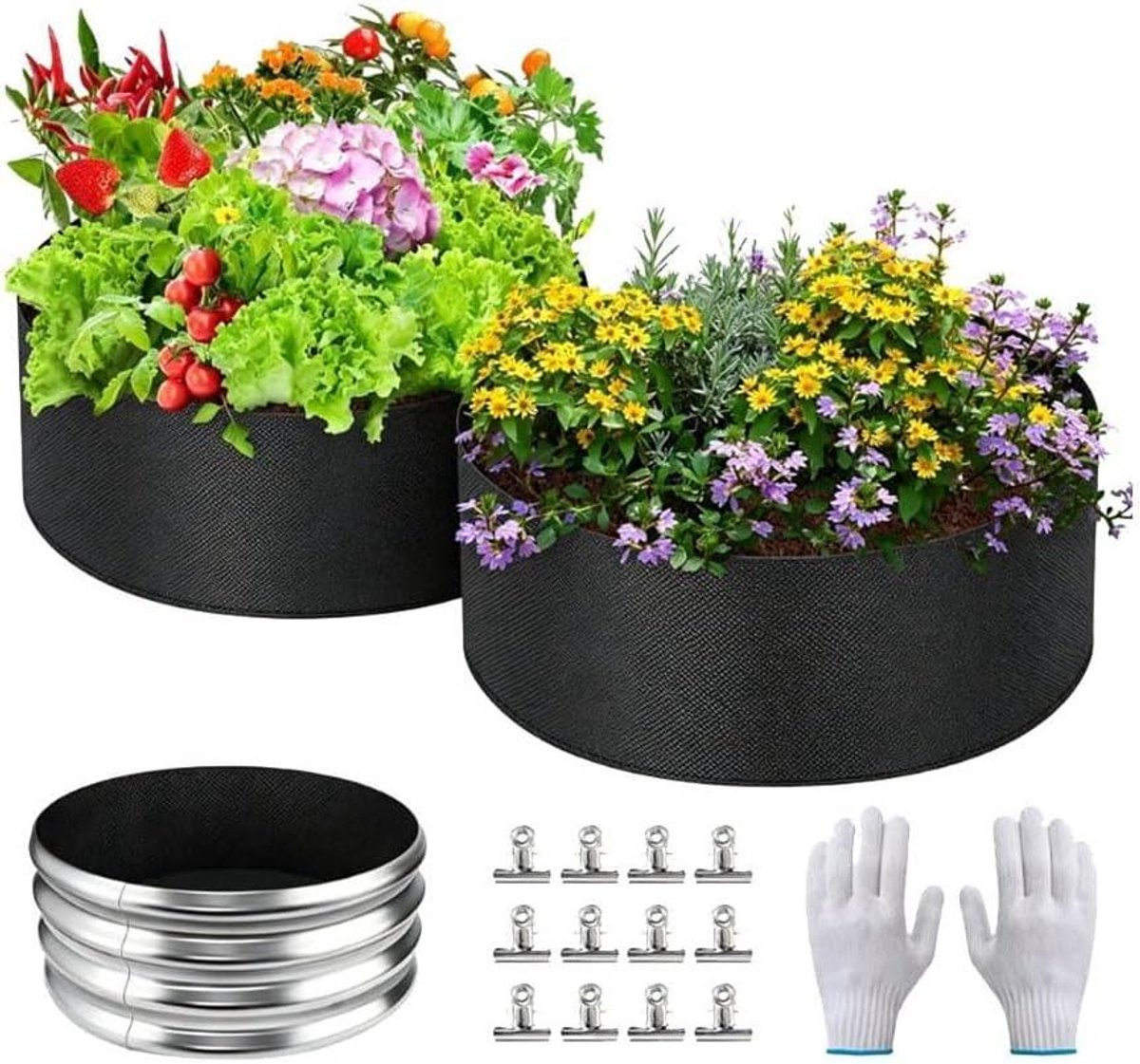 Verhoogde Tuinbed Voering - Kweekzakken Tuinbed - Planten Beschermen - Ademende Stof - 2 stuks - Zwart