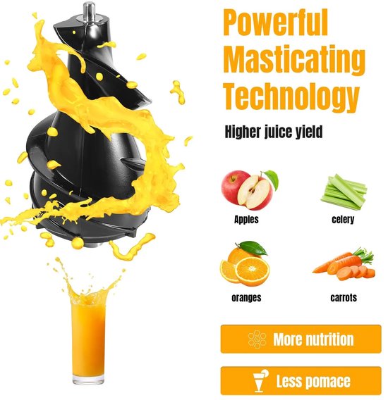 Calivari Slowjuicer 500W - Sapcentrifuge met Brede Vulopening - Voor Groente & Fruit - BPA Vrij van Calivari — afbeelding 2