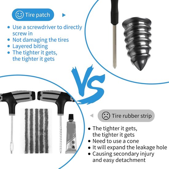 Bandenreparatieset - Lekke band reparatie - Noodreparatie onderweg - Universele toepassing - 30-delig - Zwart — afbeelding 2