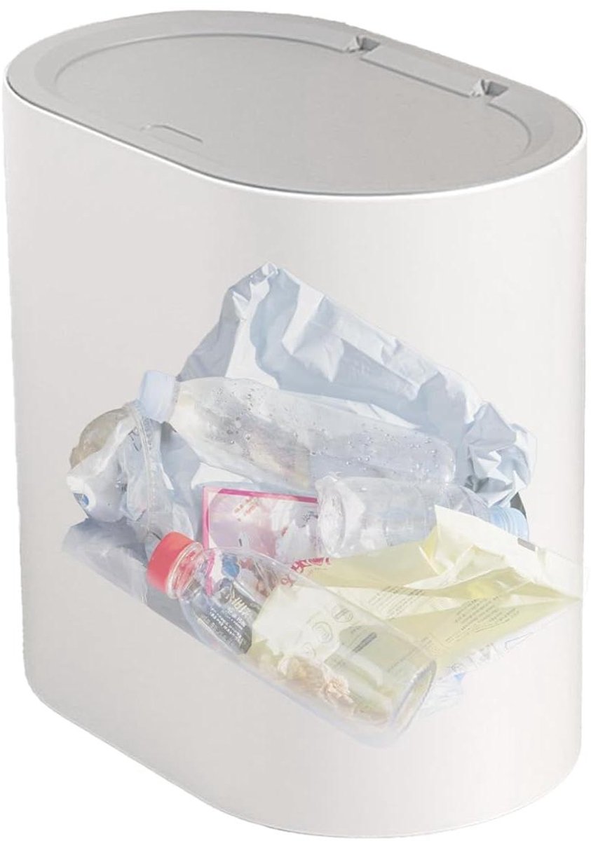 Badkamer afvalbak - Kleine prullenbak - Ruimte besparen - Geurafsluitend deksel - 29.3 cm hoog - Grijs