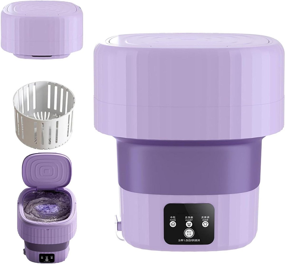 Draagbare Wasmachine Mini Wasmachine Kleding Wassen Opvouwbaar Ontwerp 9 Liter Capaciteit Wit
