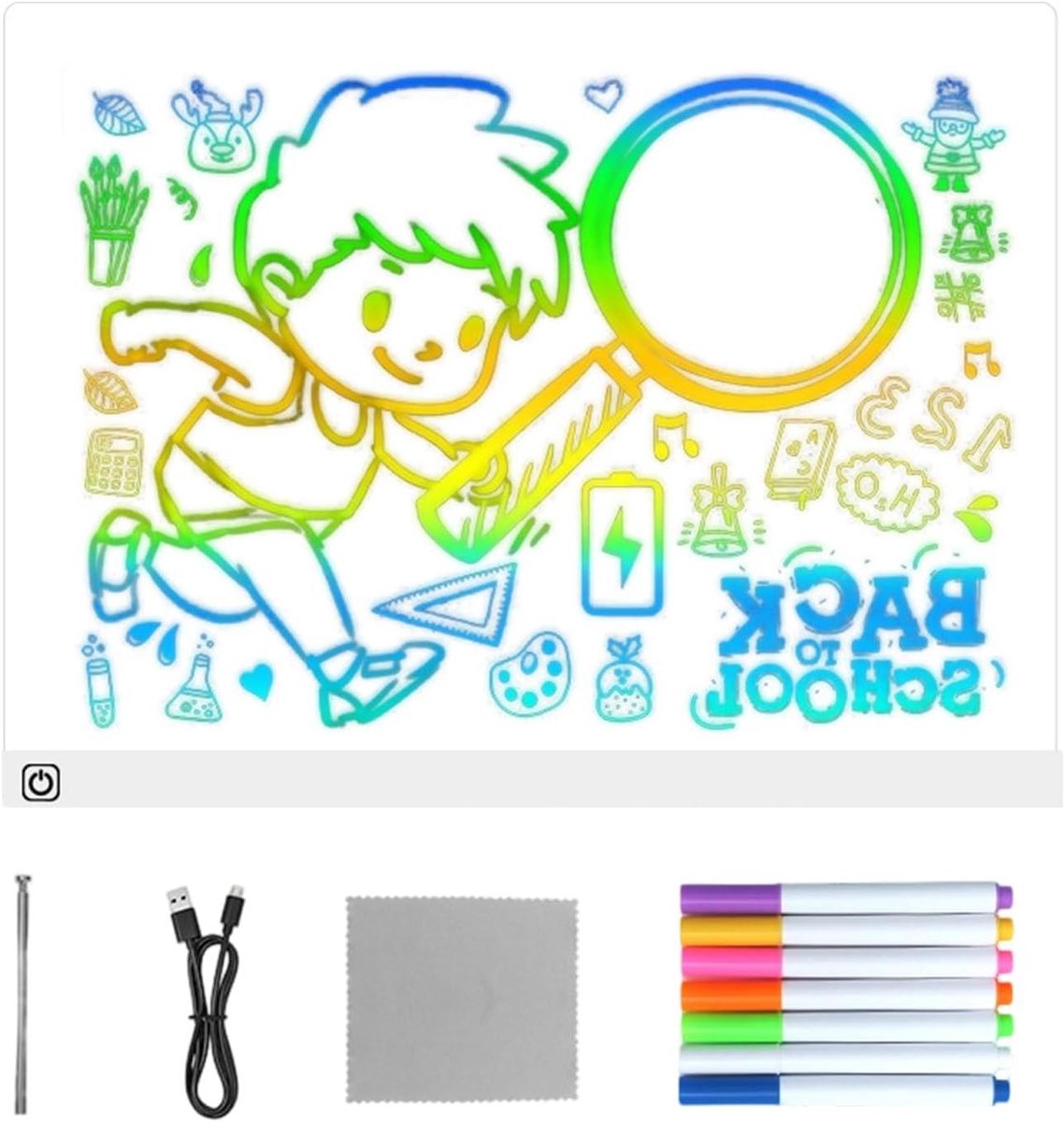 Led Lichtbord - Tekentablet Interactief - Creatief Tekenen - Touch Bediening - 20 x 30 cm - Meerdere Kleuren