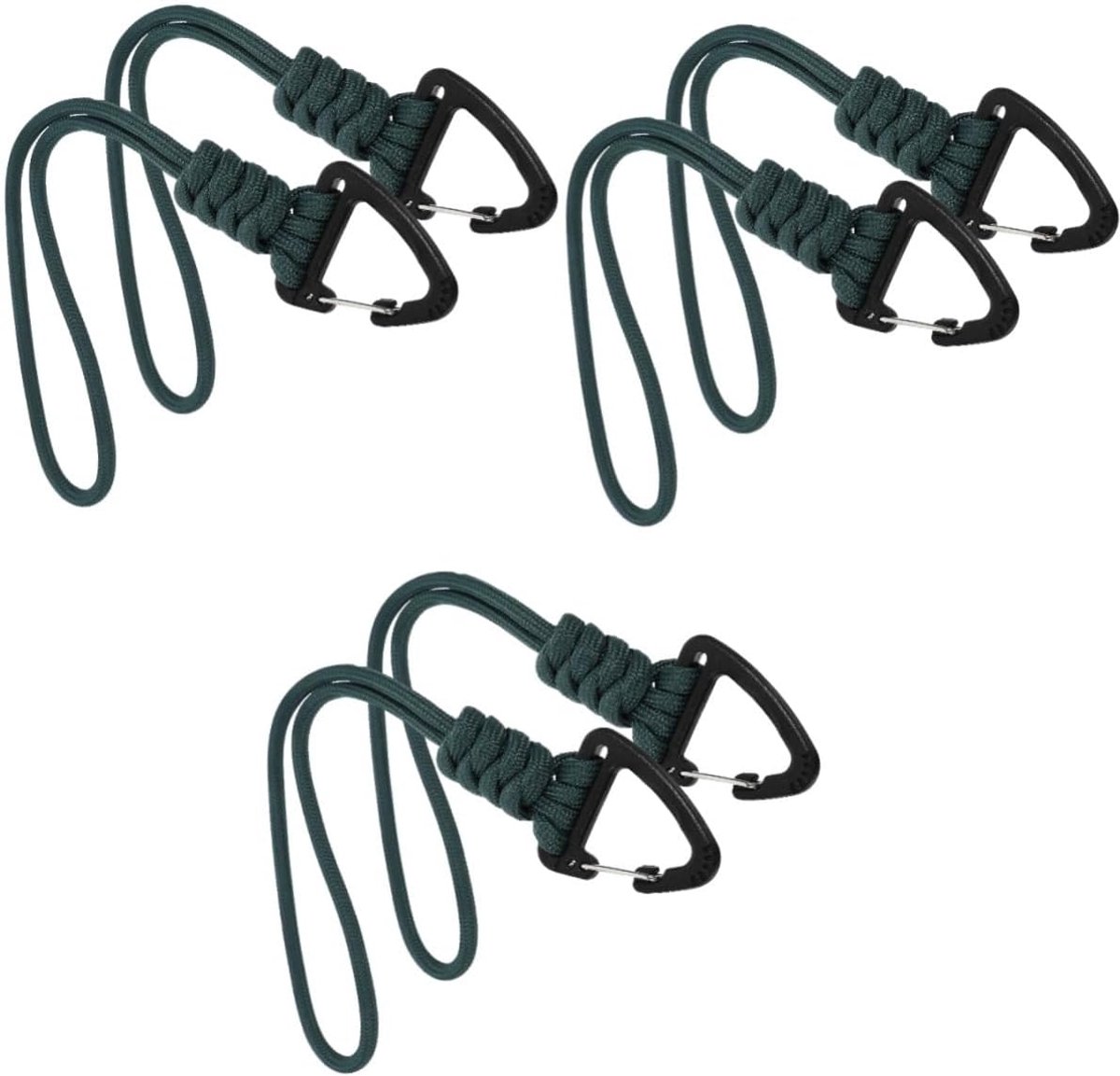 Paracord Sleutelhanger Koord - Draagkoord Lanyard - Accessoires Bevestigen - Met Karabijnhaak - 2 Stuks - Donkergroen