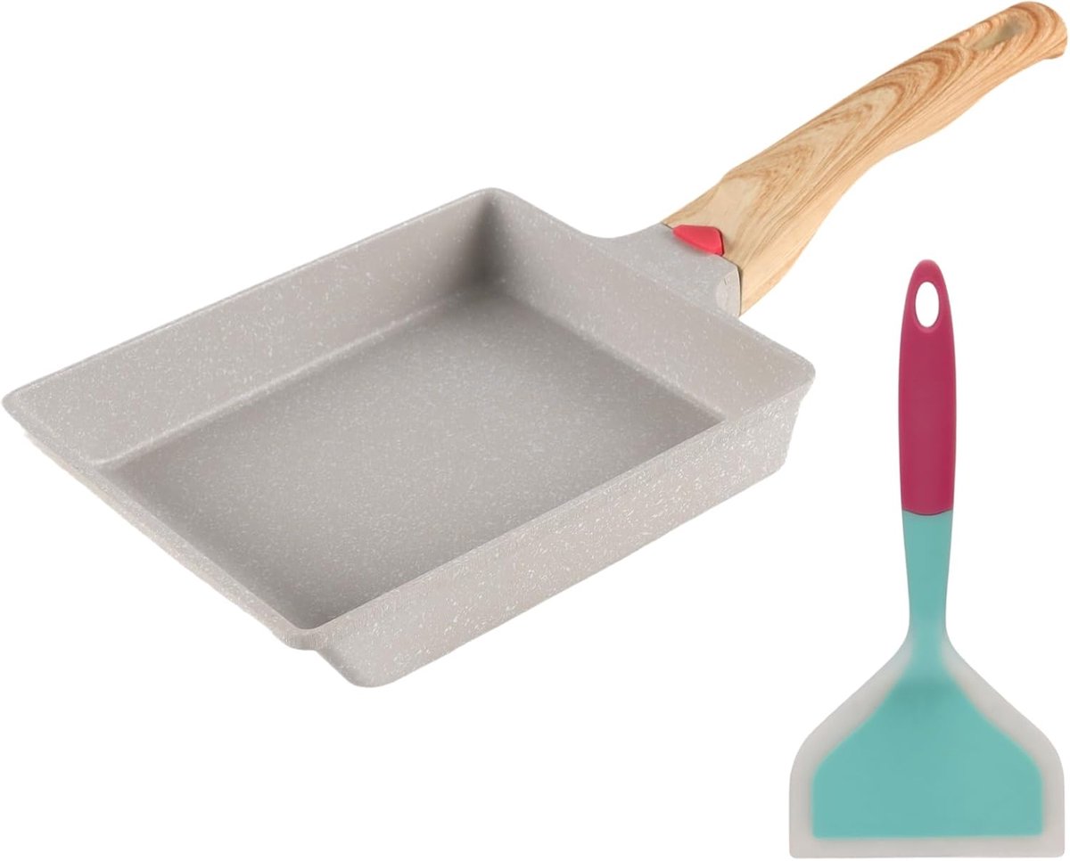 Tamagoyaki pan - Omeletpan eieren - Ontbijt maken - Met anti-aanbaklaag - 36.5 cm - Wit