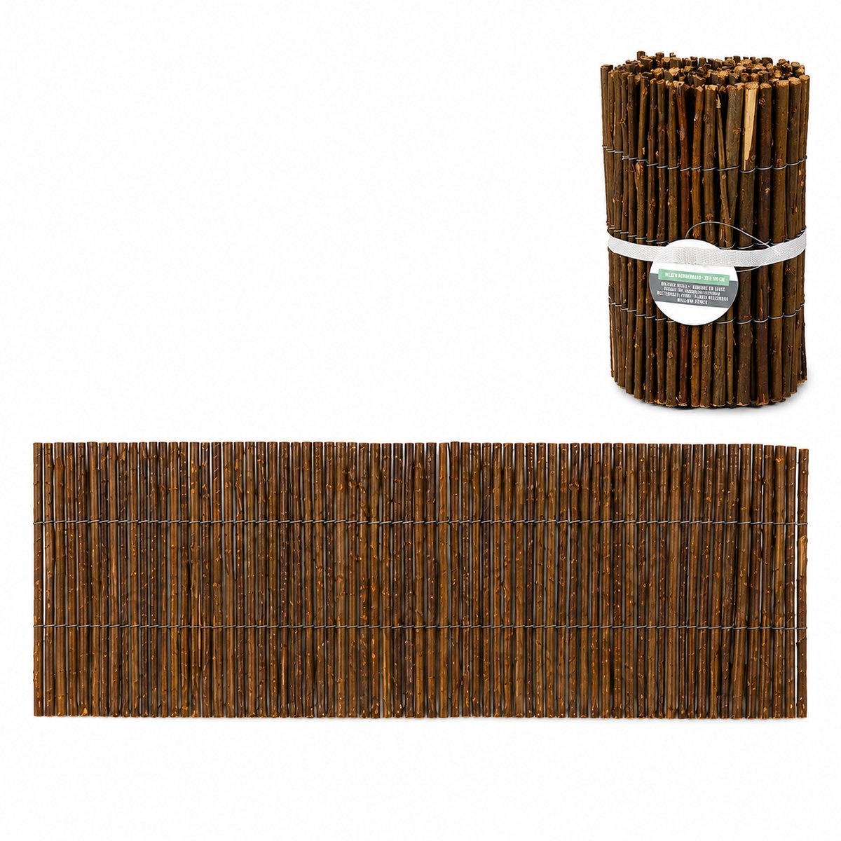 Wilgen Borderrand 20 x 100 cm – Flexibele Tuinborder van Natuurlijk Wilgenhout – Rollborder voor Bloembed, Gazon & Tuinpad – Decoratieve Perkafboording / Tuinafscheiding – Bruin