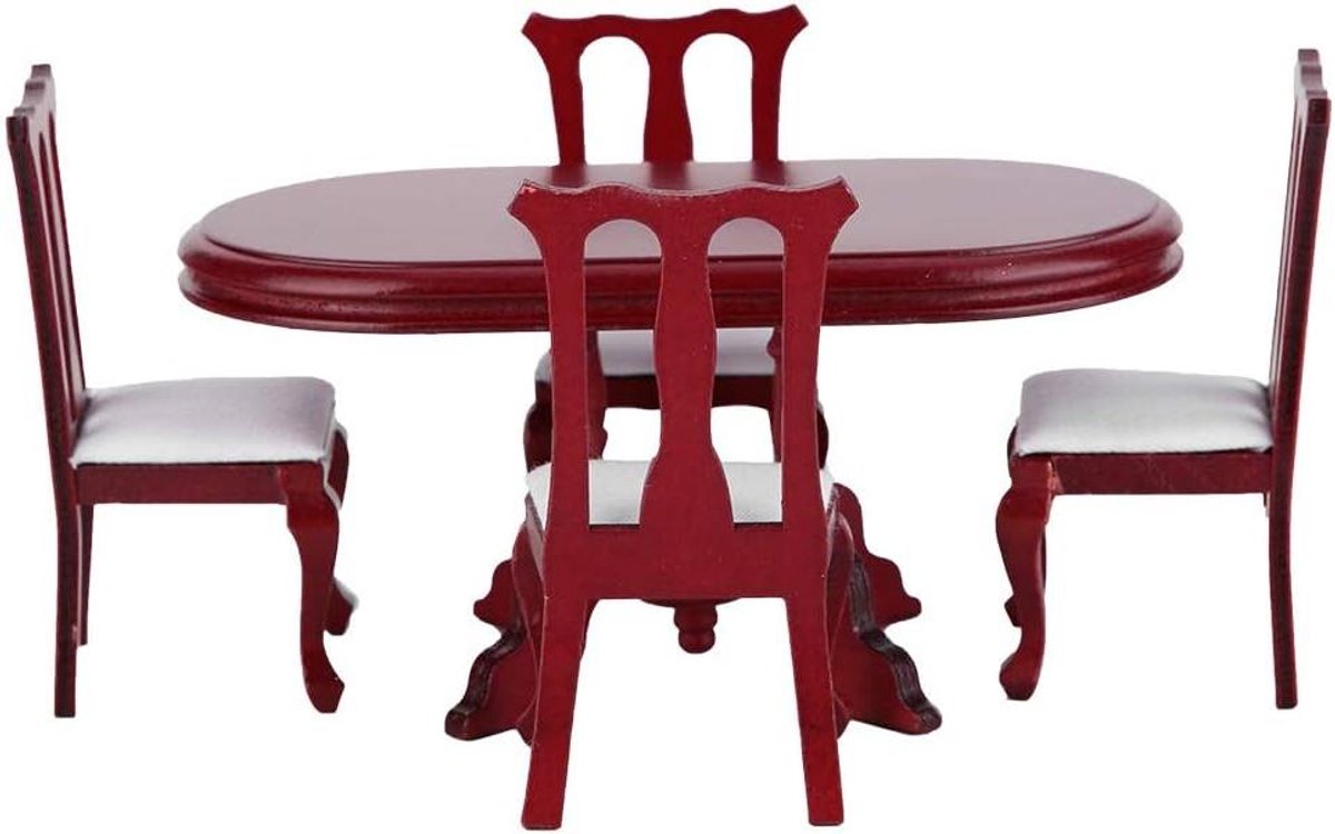 Poppenhuis Keukentafel - Stoel Set - Poppenkamer Decoratie - Hout Materiaal - 1:12 Schaal - Niet gespecificeerd