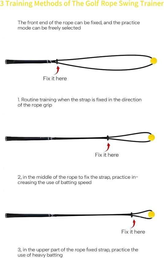 Golf Touw Swing Trainer - Trainingshulpmiddel Voor Kracht En Tempo - Verbetert Snelheid - Lengte 99 Cm van GOLF — afbeelding 5