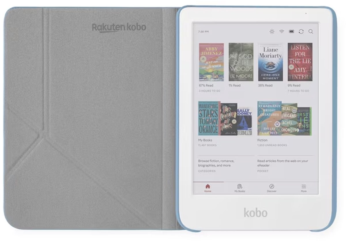 Kobo Clara Colour / BW Hoes voor eReader - SleepCover - Blauw - Ingebouwde standaard – foto 2