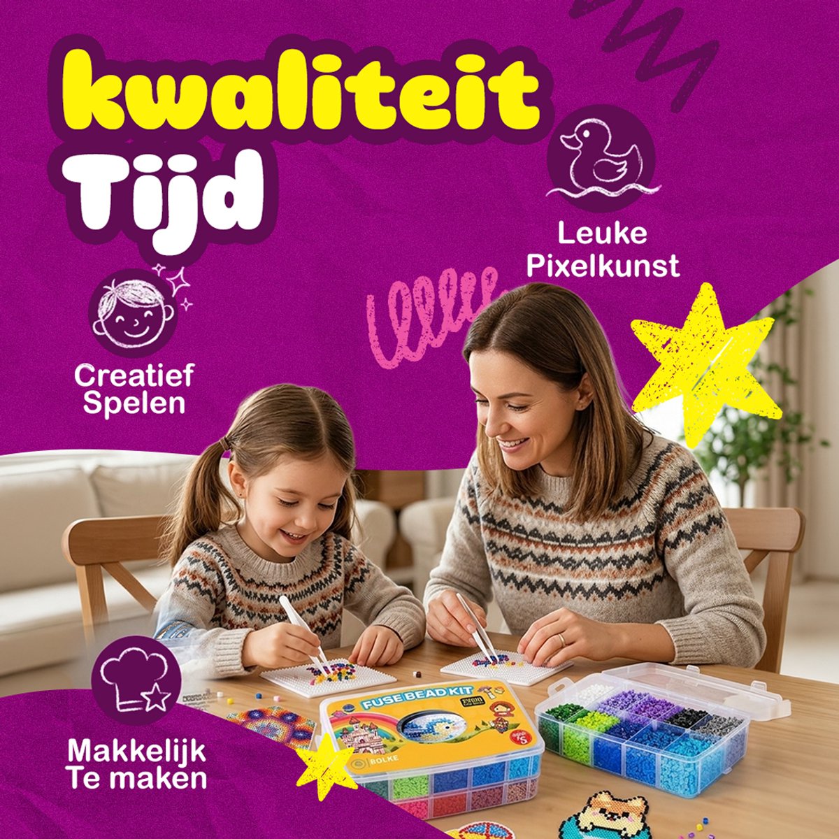 Bolke Strijkkralen Set - 23.000 Stuks - 22 Kleuren - 116 Patronen - Strijkparels met Grondplaten 5mm — afbeelding 9