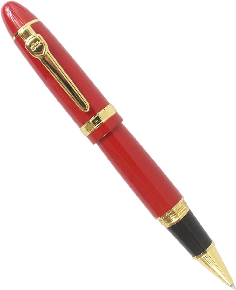 Zware rollerbalpen met gouden rand, zwarte inkt (0.7mm) en luxe design voor professioneel gebruik