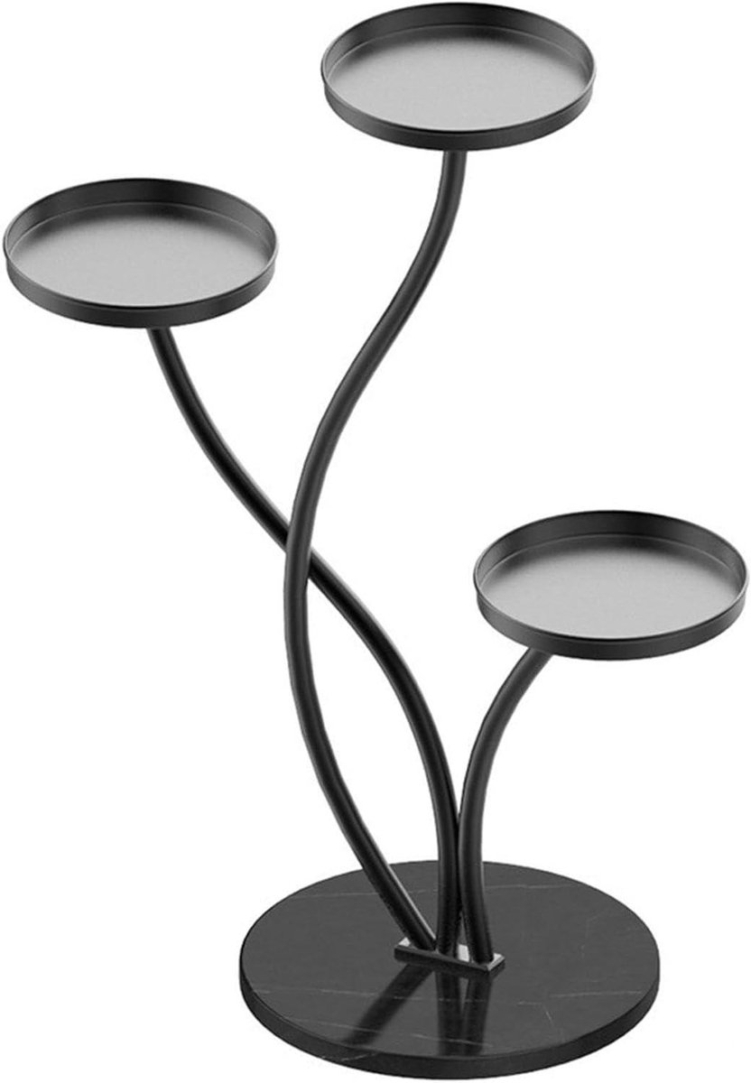 Plantenstandaard 3-laags - Bloempothouder display - Planten presenteren - Stevig metalen frame - Niet gespecificeerd - Zwart