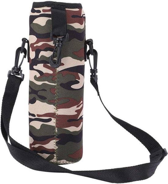 Fleshoes met riem - Isolerende hoes - Outdoor drinken - Houdt temperatuur vast - 1 liter - Zwart — afbeelding 2