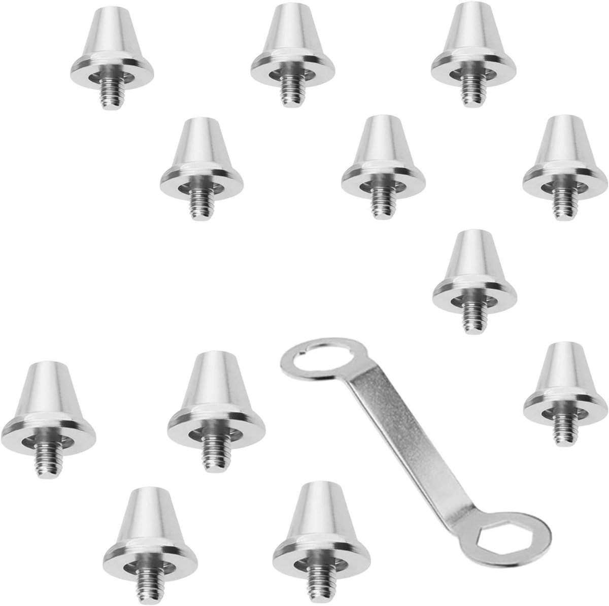 Set van 12 vervangende aluminium schroefstuds voor voetbalschoenen, inclusief studsleutel, 11 mm en 13 mm, ideaal voor optimale grip en prestaties op het veld