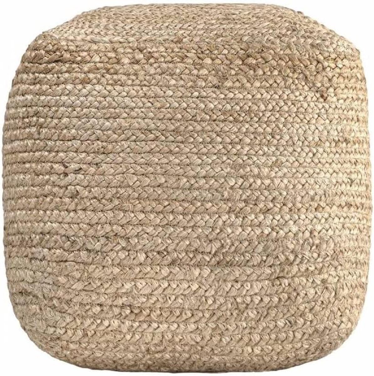 Pouf Hoes - Zitkruk Voetenbank - Woonkamer Decoratie - Handgeweven Jute - 51x51x51 cm - Beige