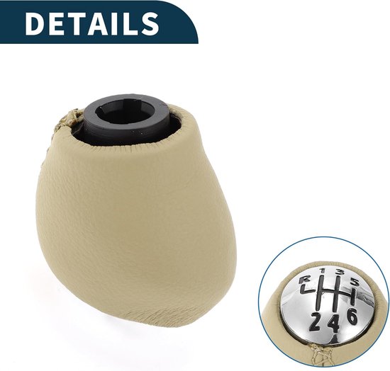 Schakelpook - Pookknop - Rijervaring Verbeteren - 6 Versnellingen - 1 Stuk - Beige Zwart — afbeelding 4