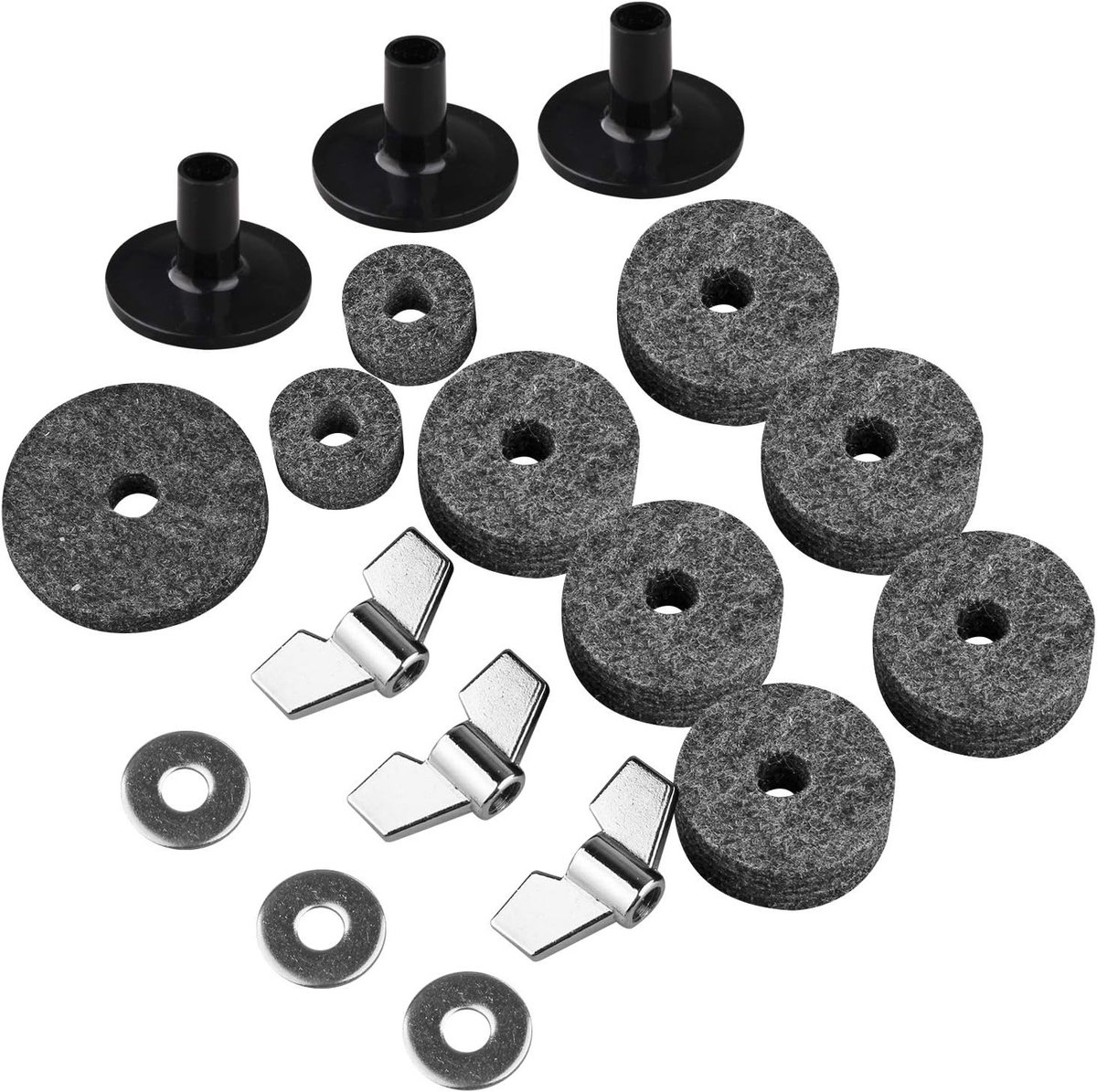 18-delige vervangingsset voor cymbalen met sleeves, felting en accessoires voor drumkit