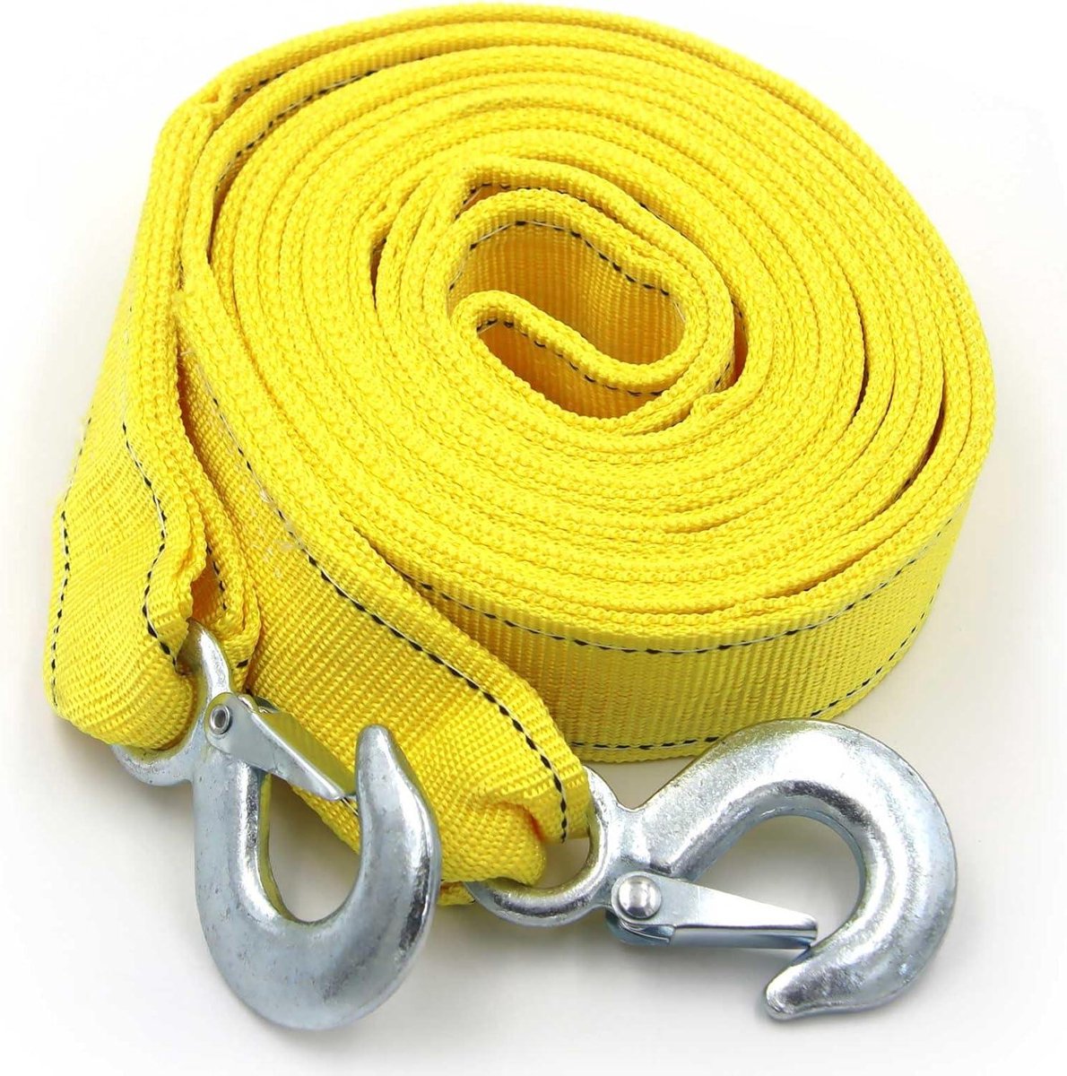 Sleepriem met Haken - Touw - Voertuig Herstel - Hoge Capaciteit - 4.6cm x 4m - Geel
