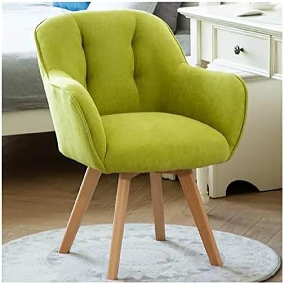 Draaifauteuil Fluweel - Accentstoel - Ontspannen Zitten - Stevige Houten Poten - Compact O